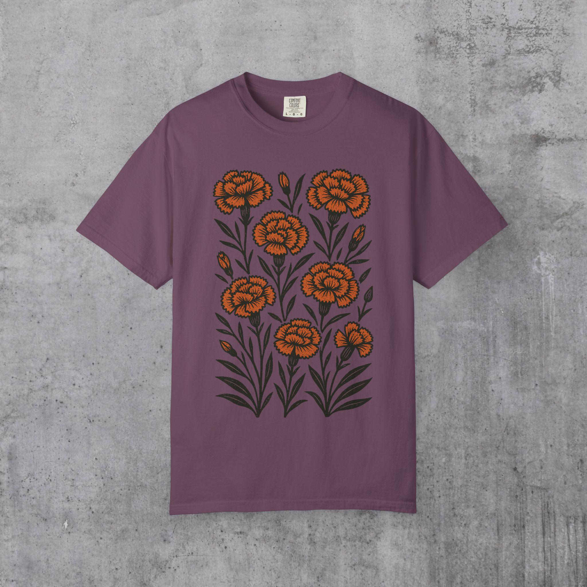 Retro Boho Marigold Graphic Tee Comfort Colors Gardener Shirt Boho