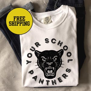 Custom Retro Panther Mascot Shirt School Colors Panther Shirt Comfort Colors Back To School Panther Football Panther Basketball Go Panthers