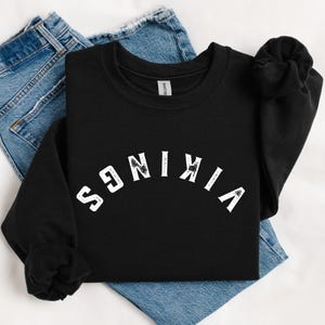 Vikings Sweatshirt Crewneck Vikings Shirt Upside Down Vikings Team Sweatshirt Back to School First Day of School Vikings Mascot Shirt