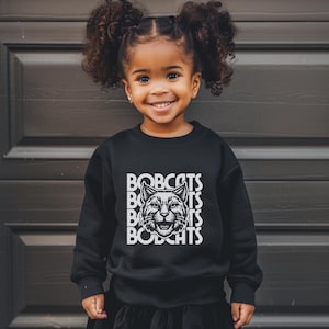 Bobcats Mascot Youth Crewneck Sweatshirt Bobcats Shirt Back To School First Day of School Kids Bobcats Shirt Gameday Shirt Bobcats Tee