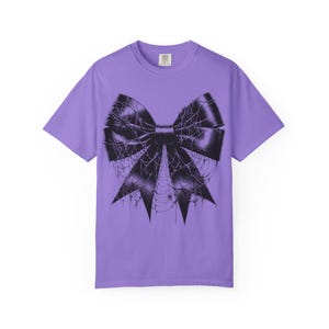 Coquette Halloween Comfort Colors Spider Web Shirt Spooky Season Halloween Shirt Goth Bow Shirt Scary Spider Shirt Fall Shirt Spider Tee image 4