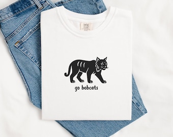 Go Bobcats Retro Block Print Bobcat Comfort Colors Bobcats Mascot Tee Bobcat Shirt Bobcats Teacher Back to School First Day of School Tee