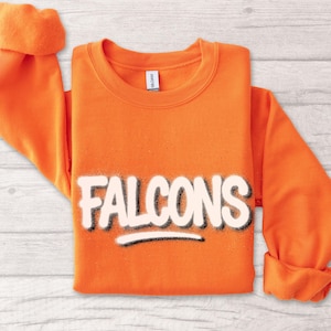 Falcons Mascot Crewneck Sweatshirt Graffiti Graphic Go Falcons Sweatshirt Back to School First Day of School Falcon Shirt Teacher Gift