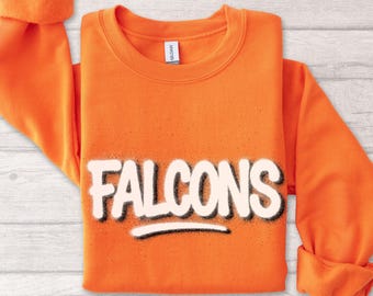 Falcons mascotte sweatshirt met ronde hals graffiti graphic Go Falcons sweater Back to School eerste dag van school Falcon shirt leraar cadeau