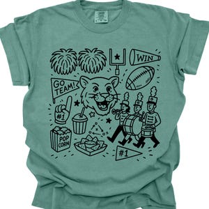 Cougar Football Cougar Mascot Shirt Comfort Colors Cougars Shirt Back to School First Day of School Cougar Doodle Teacher Cougar Mom