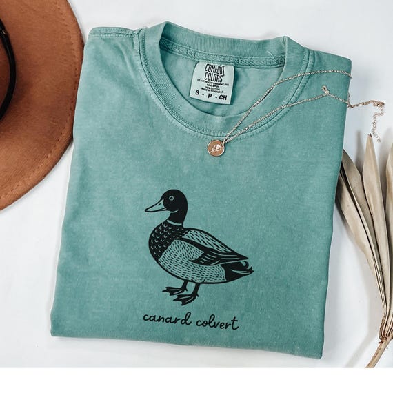 トップス Duck Tee French Mallard Shirt Duck Shirt Comfort Colors Funny Duck Shirt