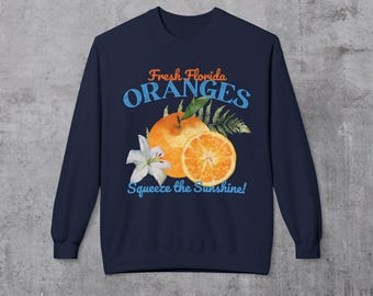 Retro 90s Graphic Florida Oranges Sweatshirt Midweight Crewneck Orange Shirt Oranges Retro Graphic Fruit Vacation Shirt Fruit Sweatshirt