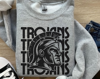 trojan Maskottchen Sweatshirt trojner Sweatshirt zurück zu Schultrojan Fußballtrojaner Basketball trojaner MammaTrojanerpapa Spieltag-Hemd
