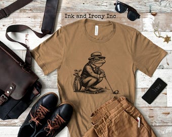 Retro Frog Shirt Funny Frog Unisex Tee Retro Graphic Frog Golf Graphic Tee Funny Golf Shirt