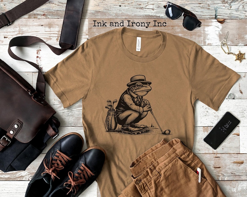 Retro Frosch Shirt Lustiger Frosch Unisex T-Shirt Retro Grafik Frosch Golf Grafik T-Shirt Lustiges Golf Shirt Bild 1