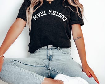 Custom Mascot Upside Down Logo Shirt Custom Mascot Shirt Custom Sports Team Spirit Retro Logo Shirt Back to School Teacher Tee Personalized
