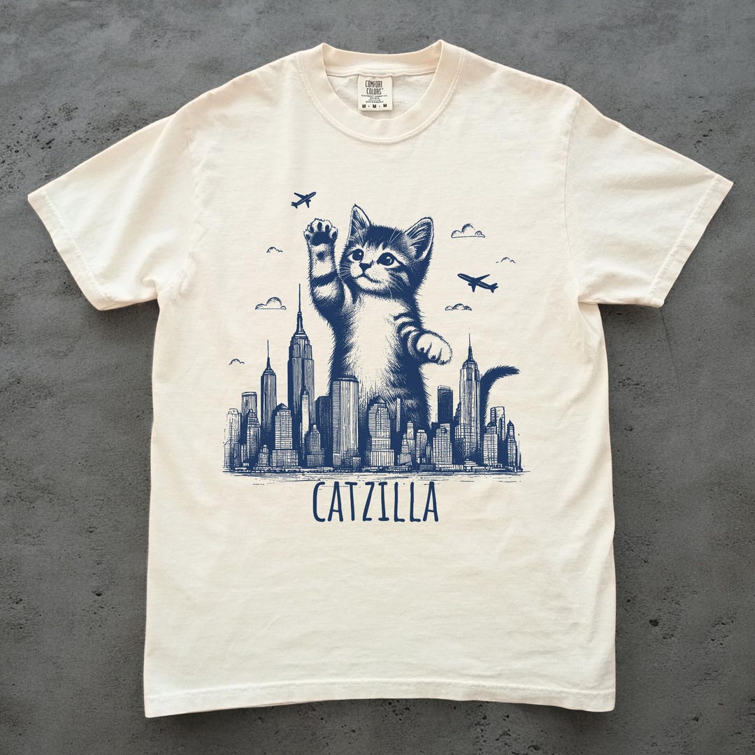 Catzilla Funny Cat Shirt Retro 90s Tee Shirt Comfort Colors Retro ...