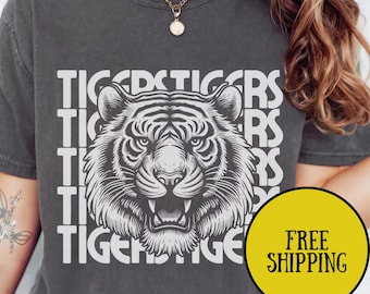 Chemise mascotte tigres Chemise tigres Couleurs confort Rentrée des classes Tigers Football Tigers Basketball Tigers Maman Tigers Papa Tigers Cheer Gameday