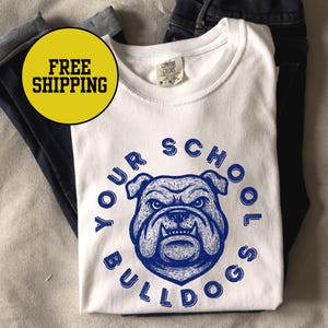 Custom Retro Bulldogs Mascot Shirt School Colors Bulldogs Shirt Comfort Colors Back To School Bulldog Football Bulldog Basketball Mom Shirt