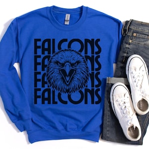 Falcons Mascot Crewneck Sweatshirt Falcons Sweatshirt Falcons Football Falcons Merch Falcons Basketball Falcons Back to School Spirit Wear