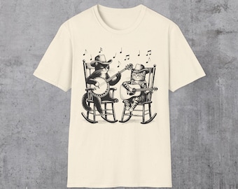 ブルーグラス カントリーミュージック ヴィンテージ キャットシャツ ユニセックス ソフトスタイル ギルダン Tシャツ 90年代スタイル グラフィック Tシャツ カントリーキャッツシャツ ブルーグラス ミュージシャンシャツ