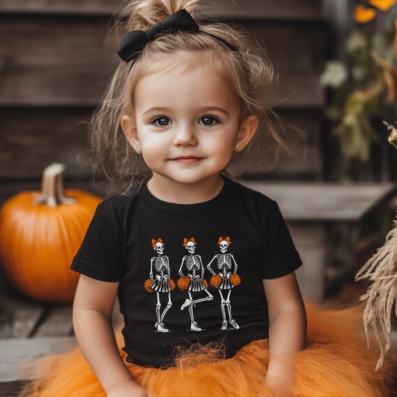 Camiseta de porristas con esqueleto para niños pequeños Camiseta