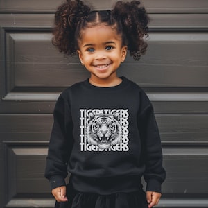 Tigers Mascot Youth Crewneck Sweatshirt Lions Shirt Back To School First Day of School Kids Lions Shirt Gameday Shirt Lions Tee
