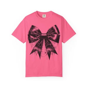 Coquette Halloween Comfort Colors Spider Web Shirt Spooky Season Halloween Shirt Goth Bow Shirt Scary Spider Shirt Fall Shirt Spider Tee image 5