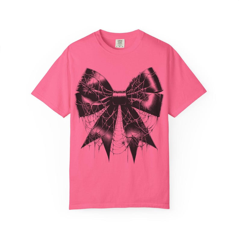 Coquette Halloween Comfort Colors Spider Web Shirt Spooky Season Halloween Shirt Goth Bow Shirt Scary Spider Shirt Fall Shirt Spider Tee image 5