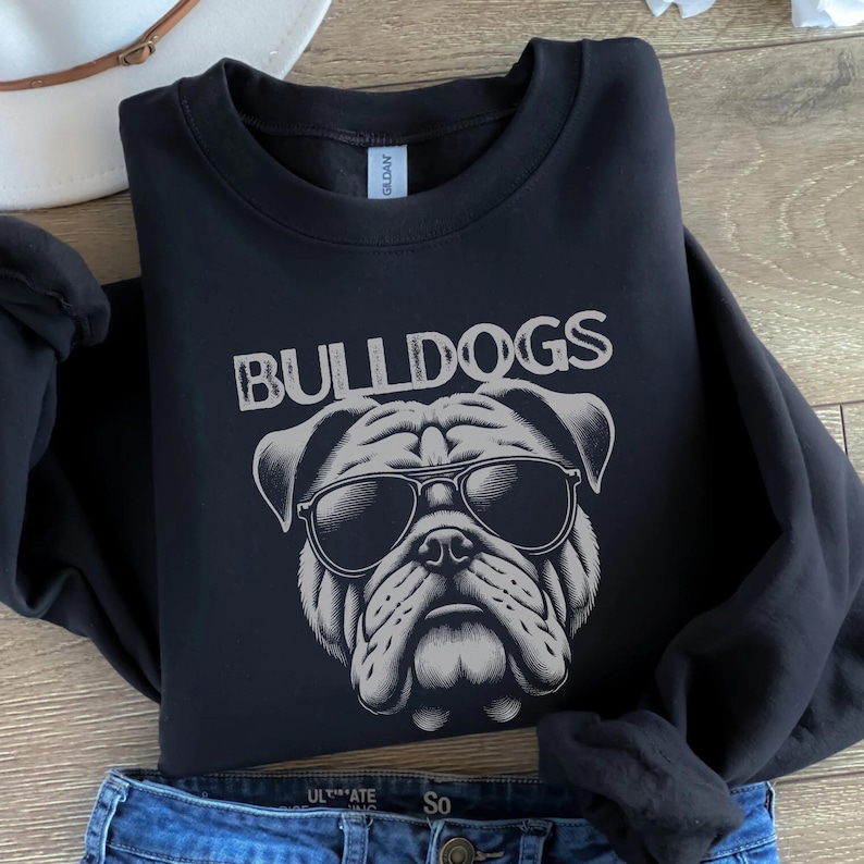 Bulldogs Mascot Crewneck Sweatshirt Bulldog Shirt Bulldog Sweatshirt Bulldog Mascot Back to School Sweater Teacher Shirt First Day of School image 1