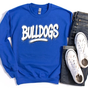 Bulldogs Mascot Crewneck Sweatshirt Graffiti Graphic Go Bulldogs Sweatshirt Back to School First Day of School Bulldog Shirt Teacher Gift