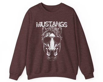 Mustangs Mascot Crewneck Gameday Sweatshirt Mustang Shirt Mustang Sweatshirt Mustang Mascot Shirt Mustangs Crewneck