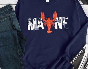 Maine-skjorta hummersweatshirt fiskare estetisk skjorta strandtröja seglingsweatshirt semesterskjorta segelbåtskjorta kryssningsskjorta
