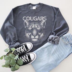 Cougars Mascot Crewneck Gameday Sweatshirt Cougar Shirt Cougars Sweatshirt Cougar Mascot Shirt Cougars Crewneck Cougar Football