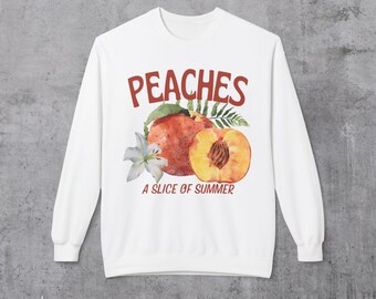 Retro 90er Jahre Grafik Pfirsich Sweatshirt Midweight Crewneck Peaches Shirt Peaches Sweatshirt Retro Grafik-Frucht Urlaub Shirt fruchtiges Sweatshirt