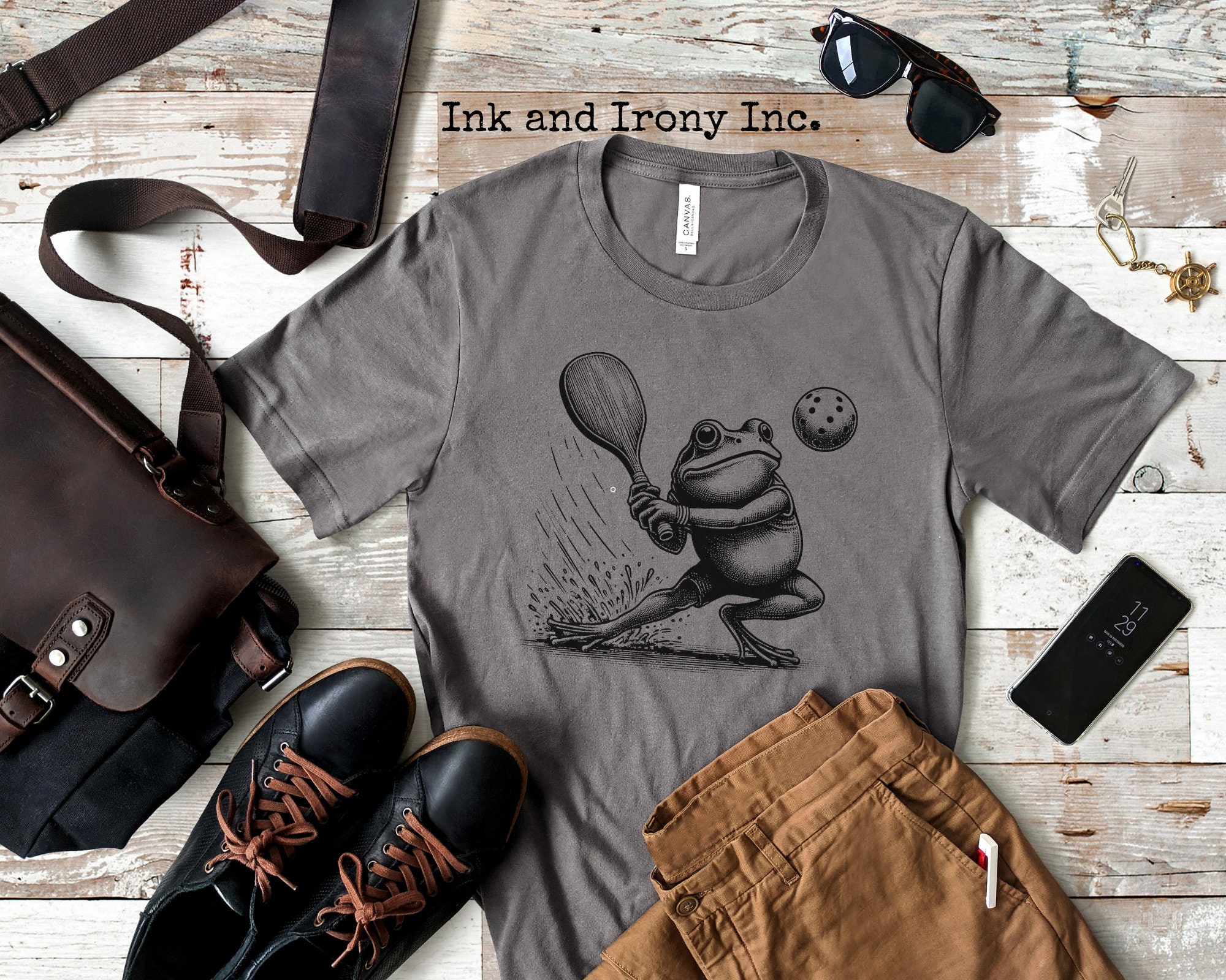 Retro Frog Shirt Funny Frog Unisex Tee Retro Graphic Frog Pickleball Graphic Tee