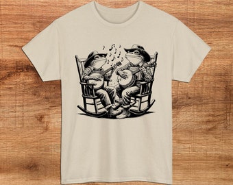 Bluegrass Country Music Vintage Frog Shirt Unisex Heavy Cotton Tee 90s style graphic tee Green Tree Frog