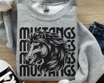 Mustangs Mascot Sweatshirt Mustangs Sweatshirt Back To School Mustangs Football Mustangs Basketball Mustangs Mom Mustangs Dad Gameday Shirt