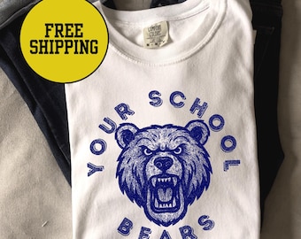 Custom Retro Bears Mascot Shirt School Colors Bears Shirt Comfort Colors Back To School Bears Football Bears Basketball Bears Mom