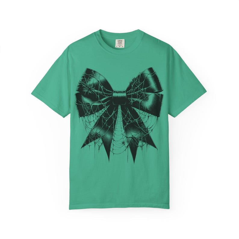 Coquette Halloween Comfort Colors Spider Web Shirt Spooky Season Halloween Shirt Goth Bow Shirt Scary Spider Shirt Fall Shirt Spider Tee image 6