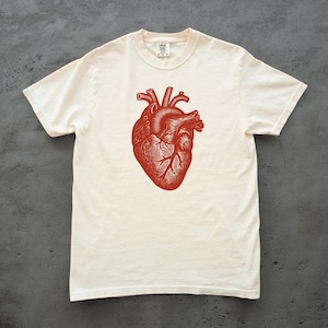 Menselijk hart shirt anatomie illustratie shirt wetenschap shirt medisch student T-shirt leraar shirt verpleegster shirt retro hart ontwerp liefde shirt