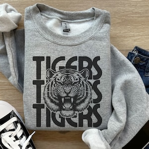 Tigers Mascot Crewneck Sweatshirt Tigers Sweatshirt Tigers Football Tigers Merch Tigers Basketball Tigers Apparel Back to School Spirit