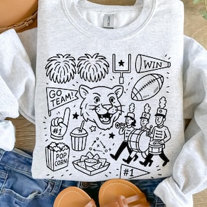 Cougars Mascot Crewneck Gameday Sweatshirt Cougar Doodle Shirt Cougars Sweatshirt Cougar Mascot Shirt Cougars Crewneck Cougar Football