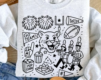 Cougars Mascot Crewneck Gameday Sweatshirt Cougar Doodle Shirt Cougars Sweatshirt Cougar Mascot Shirt Cougars Crewneck Cougar Football