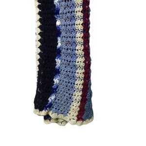 blue stripe crochet Afghan throw blanket
