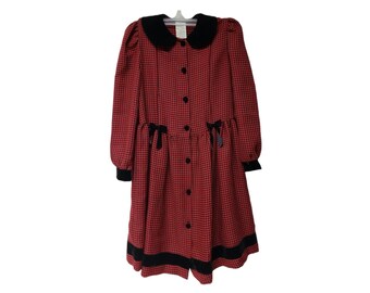 90s black and red houndstooth light coat set . girl's size 8