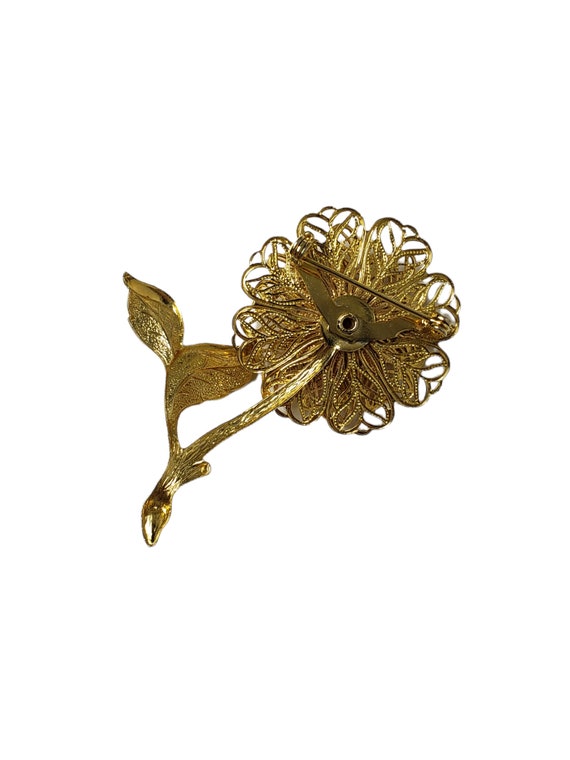 70s FULL BLOOM flower brooch - image 7