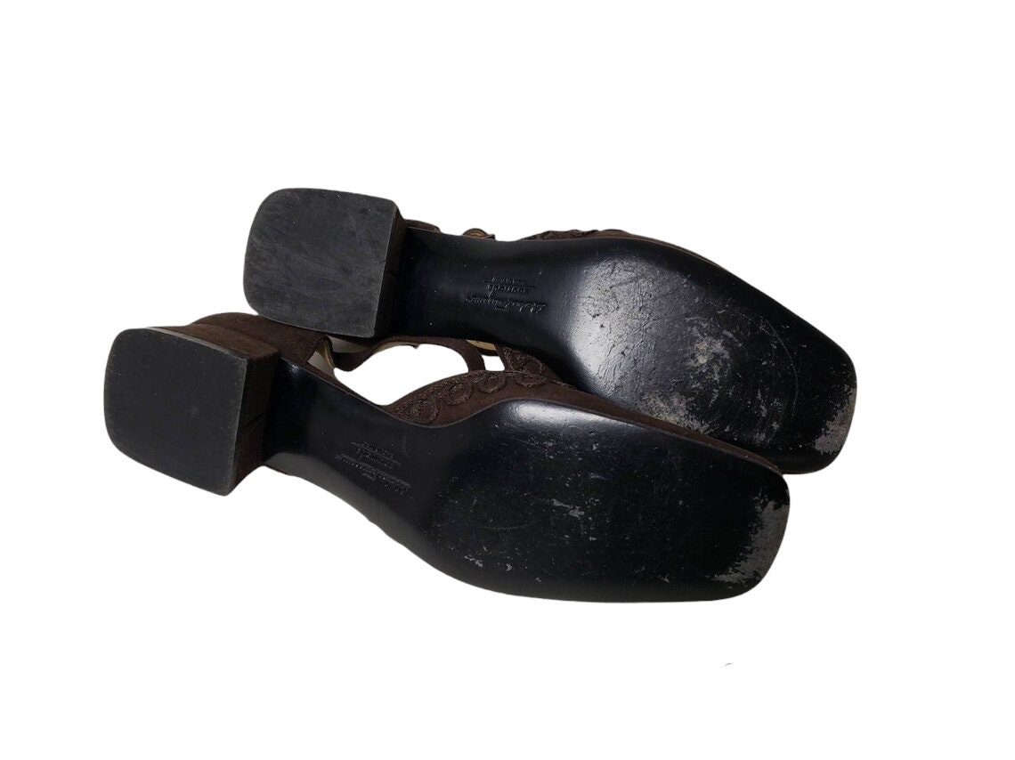 00s SALVATORE FERRAGAMO Dark Brown Suede Leather Shoes