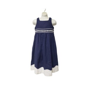90s - 00s Hartstrings blue linen blend sleeveless dress . girl&#39;s size 6