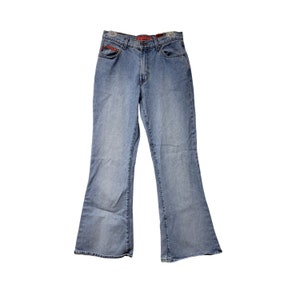 00s Hot Kiss flare denim jeans . size 9 . made in USA