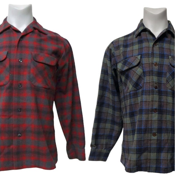 Vintage 60s Pendleton Wool Plaid Shirt - Made in … - image 2