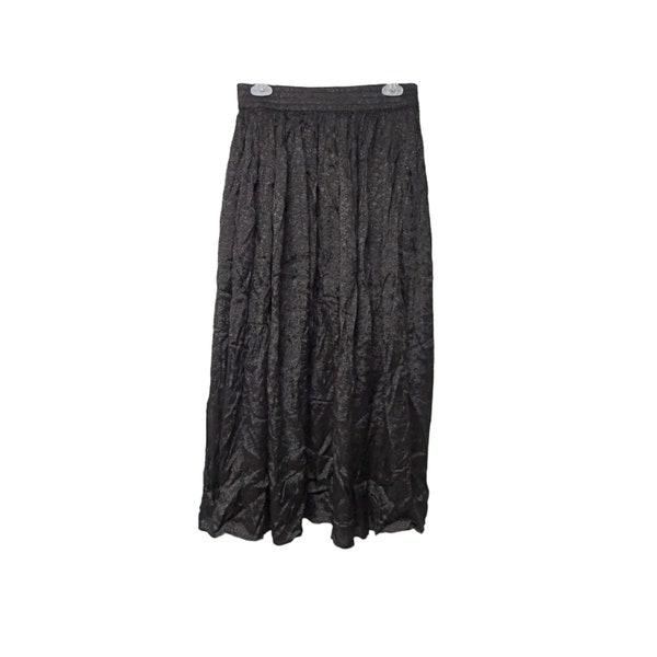 90s AJ black paisley pattern rayon long skirt . large