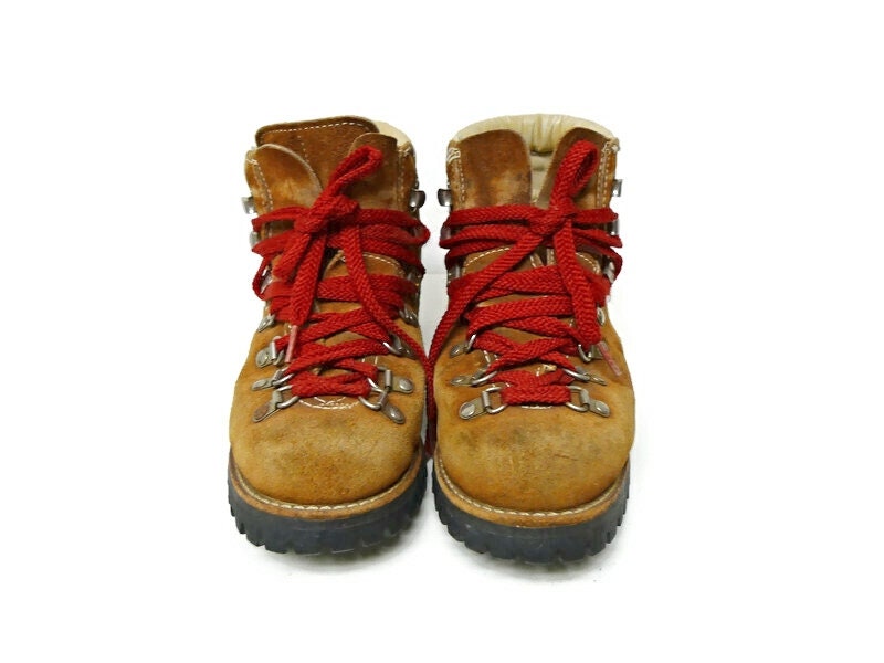 Vintage Leather Hiking Boots With Red Lace Waffle Stompers ($58) Liked ...