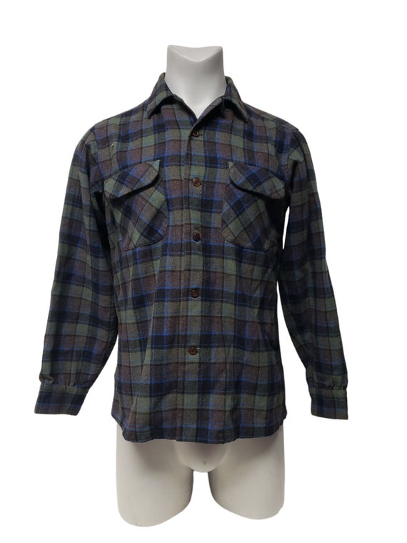 Vintage 60s Pendleton Wool Plaid Shirt - Made in … - image 6
