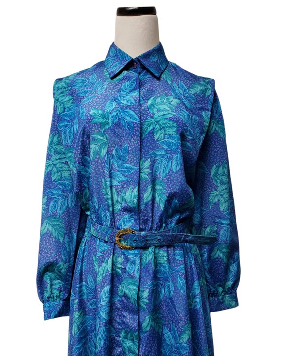 70s - 80s Schrader Petite foliage printed long sl… - image 3